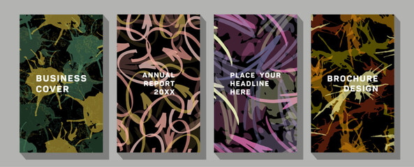 Fototapeta premium Modern abstract line leaves in lines and arts background with different shapes for wall decoration, postcard or brochure cover design.