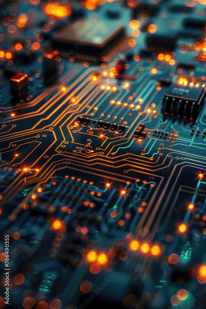 Aufkleber Detailed view of a computer circuit board. Suitable for technology concepts