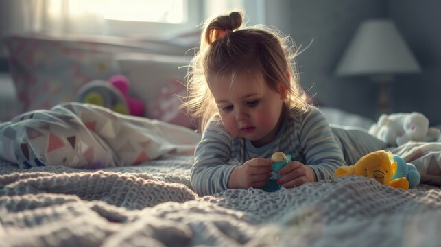 A peaceful image of a girl relaxing on a bed, suitable for various concepts