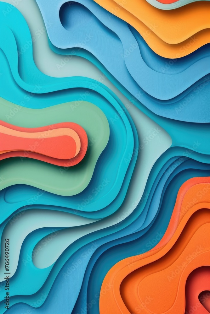 Poster Vibrant abstract background with dynamic wavy shapes. Ideal for graphic design projects