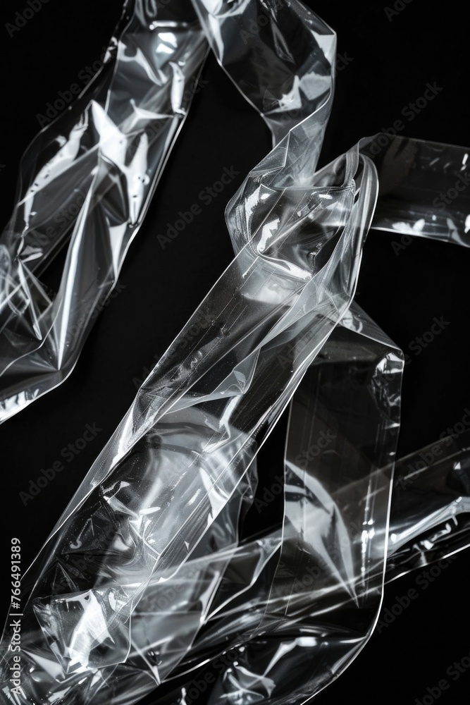Poster close up of a pair of scissors wrapped in plastic. suitable for packaging or office supplies concept