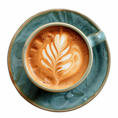 Latte art on a cup of coffee