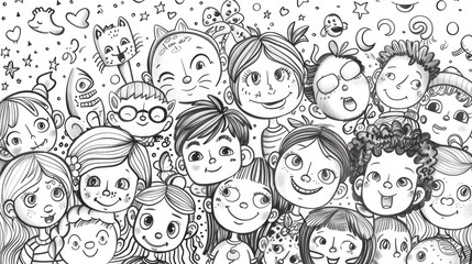 Fototapeta premium A group of diverse children happily playing together. Suitable for educational materials