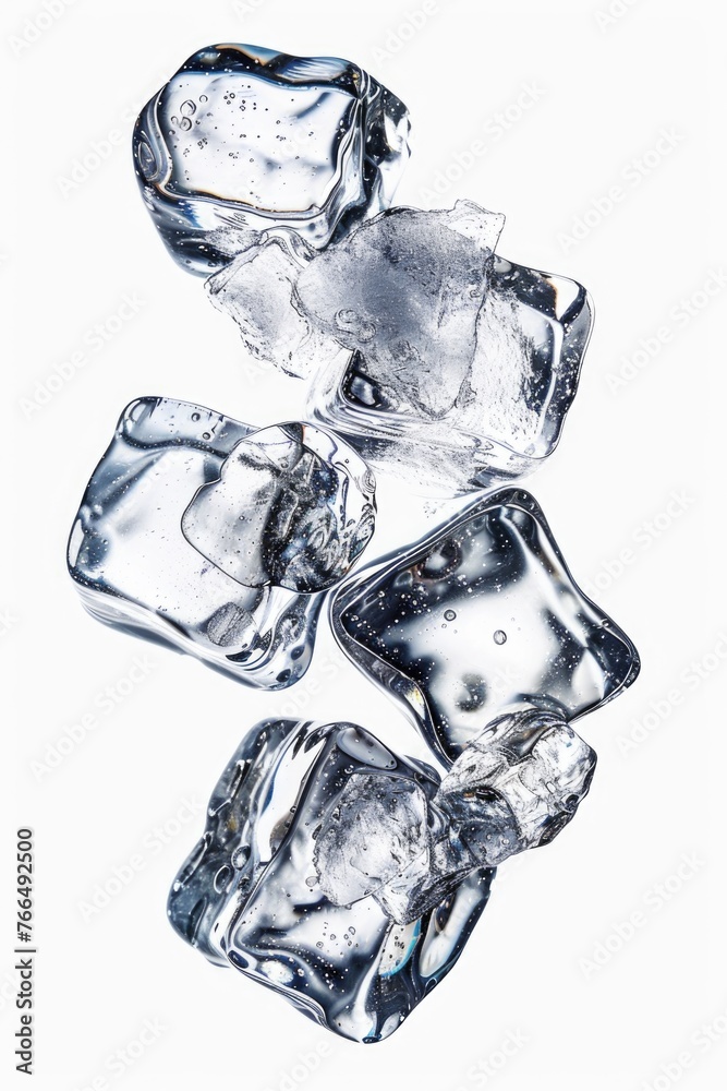 Poster A group of ice cubes stacked on top of each other. Suitable for various concepts and designs