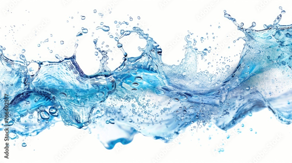 Poster close up view of a water wave on a white background, suitable for various design projects