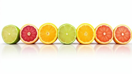 Various citrus fruits including orange, lime and grapefruit