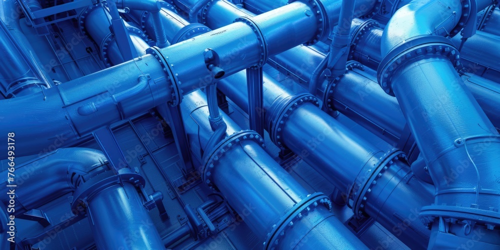 Poster a network of interconnected pipes, suitable for industrial and engineering concepts