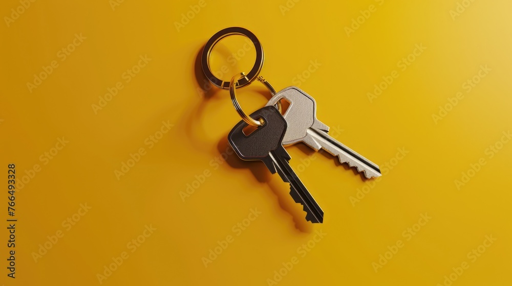 Poster A couple of keys neatly arranged on top of each other. Suitable for locksmith or security concepts