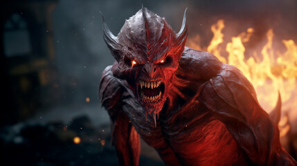devil in the night demon horror scary monster vampire - obrazy, fototapety, plakaty