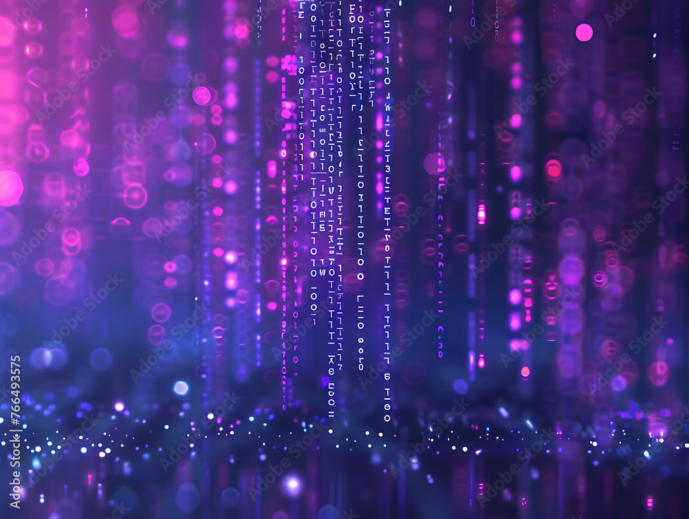 Poster abstract binary code rainfall digital art technology background.