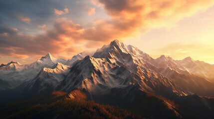 panorama of the mountains sunrise in the mountains  wallpaper for desktop