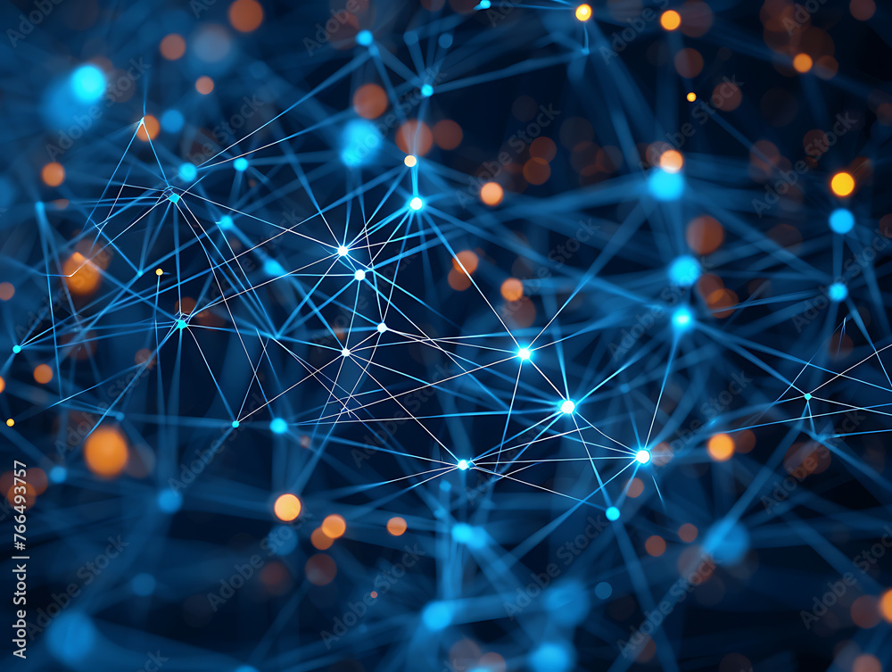 Poster web of interconnected neurons abstract background illustration - neural network connection concept