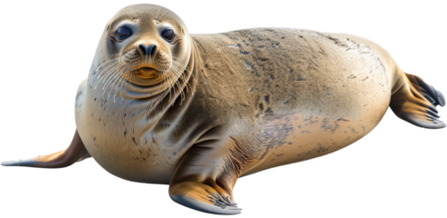 Sea lion resting pose, cut out transparent