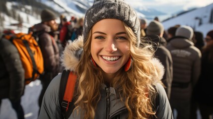 Fototapeta na wymiar portrait of a smiling woman in winter clothes