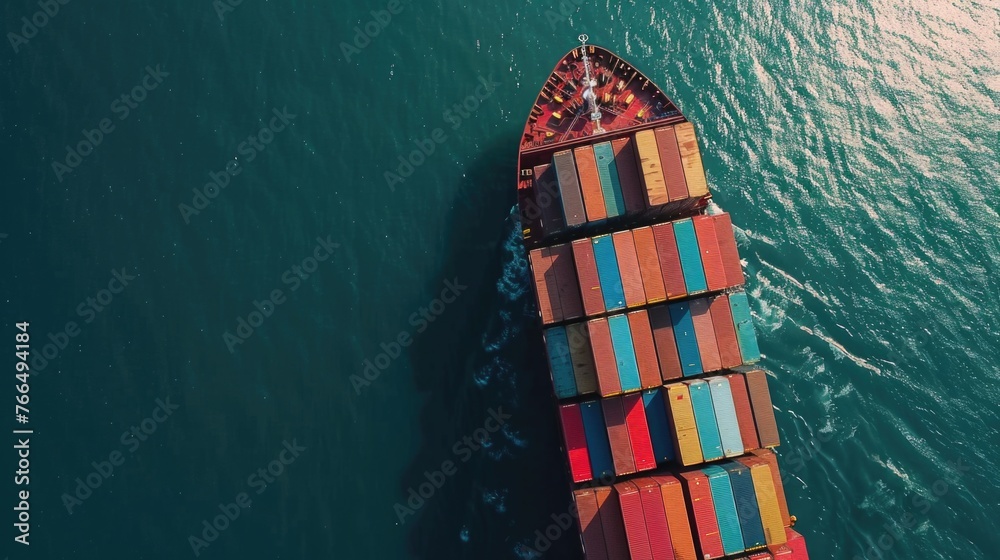 Leinwandbilder a large container ship sailing in the open ocean. suitable for transportation and logistics concepts