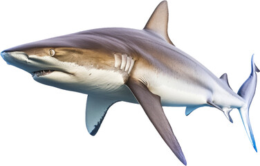 Blacktip shark swimming profile, cut out transparent