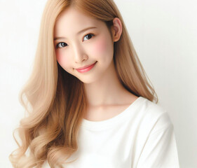 Fototapeta premium 白いTシャツの美少女 