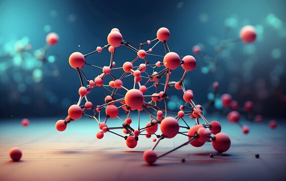 An abstract representation of atom molecule structure, embodying the concept of science with a focus on medicine