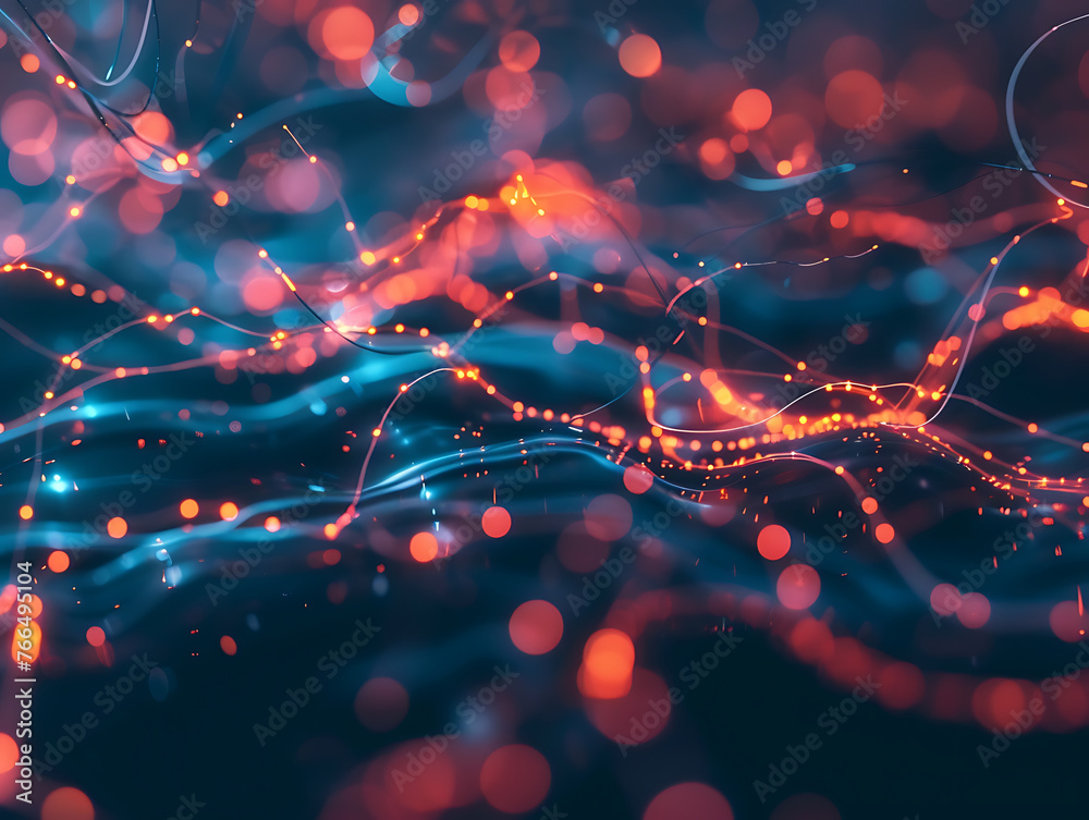Poster abstract neural network branching out connection technology background.