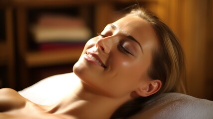 Obraz na płótnie Canvas Relaxing caucasian woman getting a massage