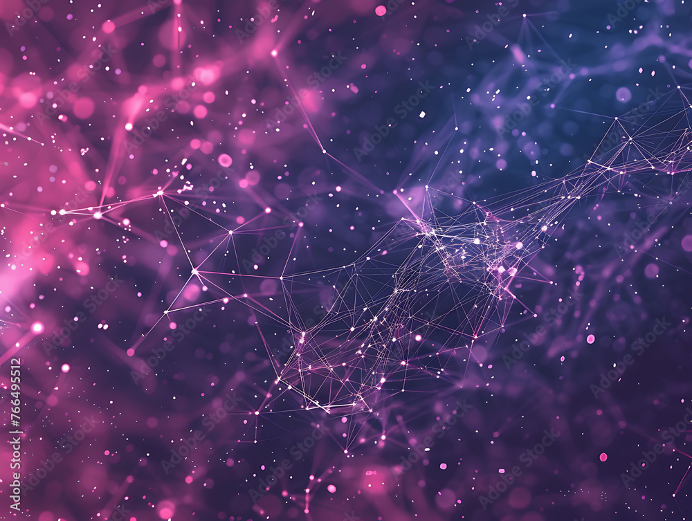 Fototapete Interconnected Nodes Abstract Matrix Background with Dynamic Design Elements