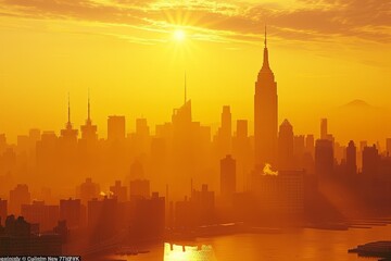 New York City skyline at sunrise