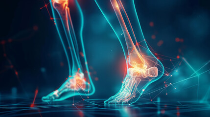 A person suffering from foot and leg pain injury. graphic for commercial use Created with Generative AI - obrazy, fototapety, plakaty