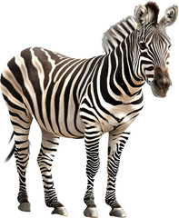 Side profile of a zebra standing, cut out transparent