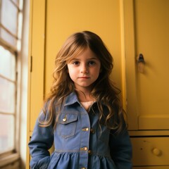 Portrait of a Little Girl in a Blue Jean Jacket