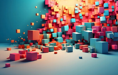 Abstract geometric background with 3d flying cubes, Wallpaper Background