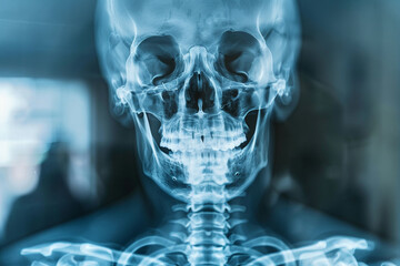 x-ray. head close up blue. Created with Generative AI