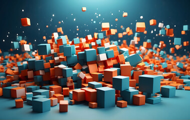 Abstract geometric background with 3d flying cubes, Wallpaper Background