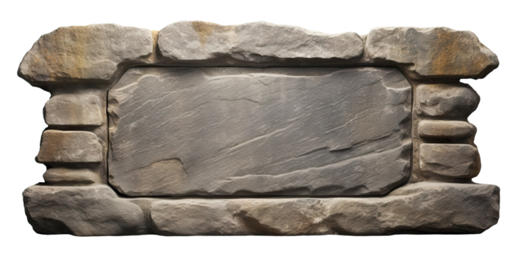 Old stone sign plate, cut out