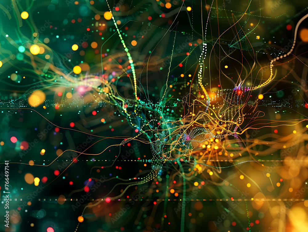 Poster abstract digital brain neurons connection circuit science technology background concept.