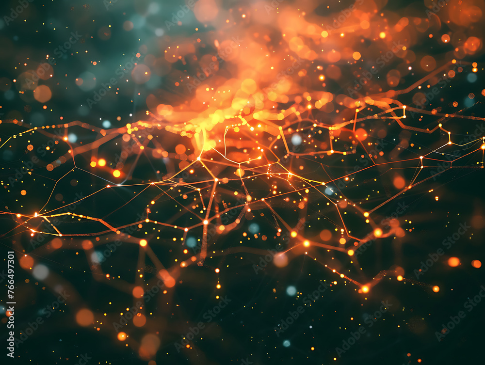 Poster digital brain abstract background with neurons and synapses connectivity