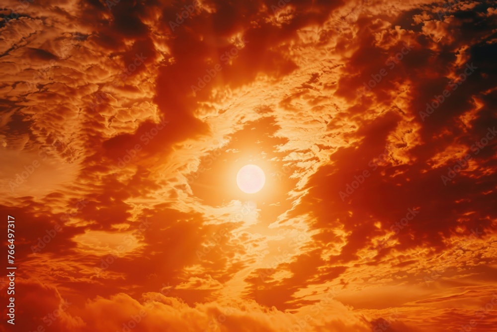 Poster sun shining brightly through clouds, ideal for weather or nature concepts