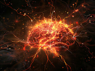 Digital Brain Abstract Background with Neurons and Synapses Connections