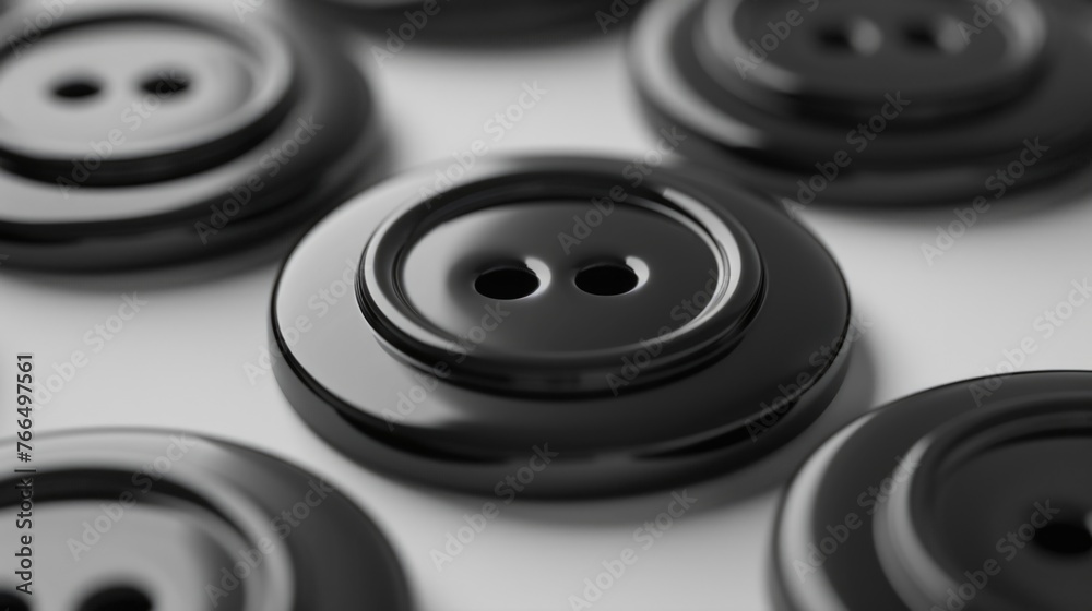 Poster a collection of black and white buttons, suitable for various design projects