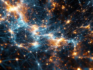 "Abstract Cosmic Web Interconnected Multicolor Background with Energetic Flow"