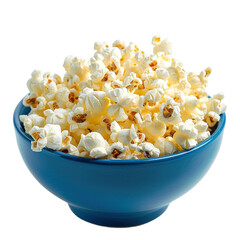 Eine blaue Schüssel mit Popcorn 