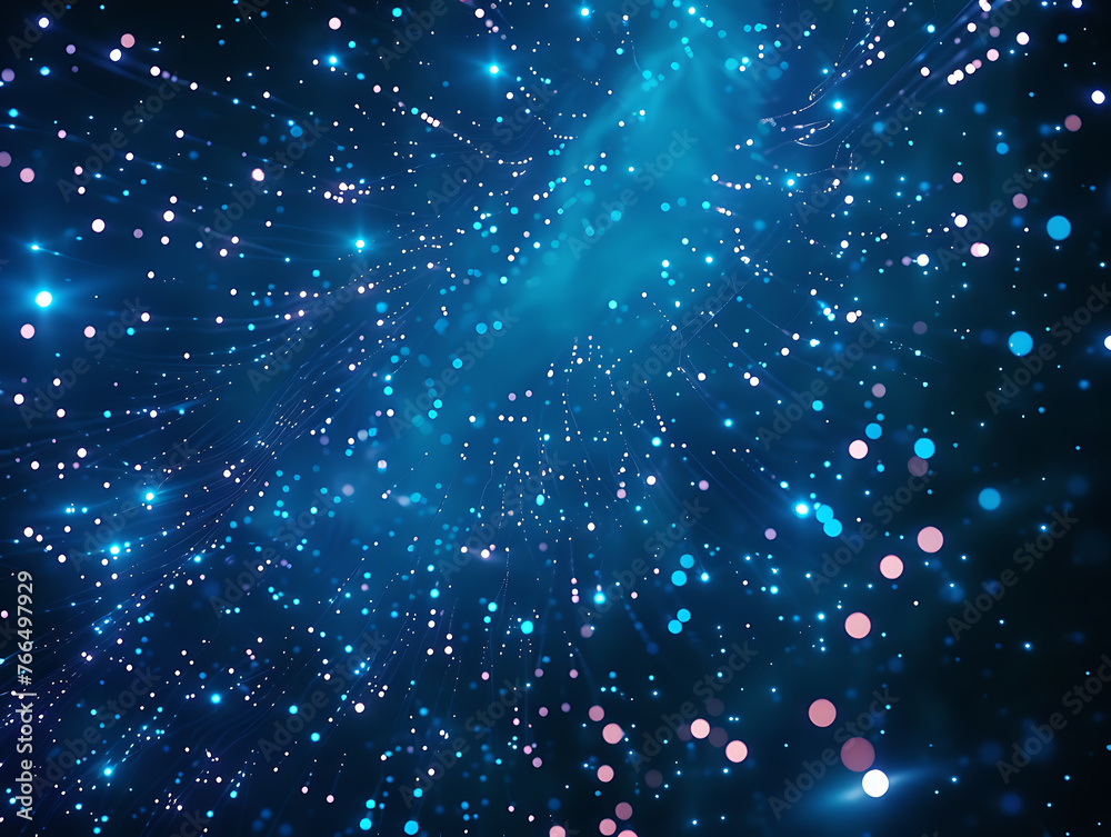 Poster abstract constellation of interconnected shapes and patterns on dark background