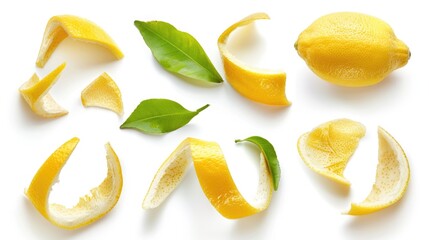 Fresh halved lemons on a clean white background. Perfect for food and beverage concepts