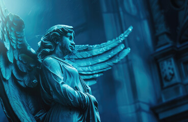 Obraz premium Detailed close up of an angel statue, suitable for religious or memorial themes