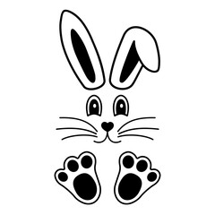 Happy Easter bunny in one continuous line, Easter rabbit icon - vector