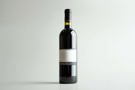 A captivating image showcasing the simplicity of a solitary bottle of malbec wine against a clean white background, with ample space on the label for customization.