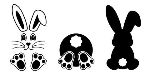 Happy Easter bunny in one continuous line, Easter rabbit set icon - vector - 766500164