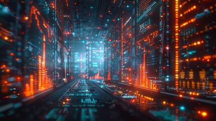 Database futuristic server. mining crypto currency farm technology. Generative AI - obrazy, fototapety, plakaty