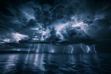 Electrifying Night: Oceanic Lightning Storm