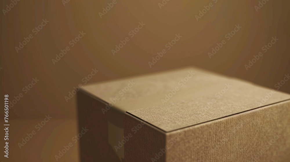 Poster a brown box sitting on a table. suitable for various business or storage concepts