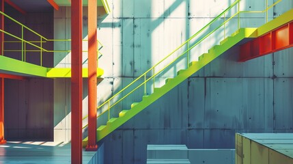 Naklejka premium exterior staircase on a modern building